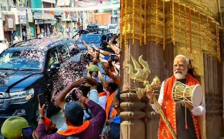 PM Modi Road Show in Varanasi: पीएम मोदी ने विश्वनाथ धाम में त्रिशूल और डमरू दिखाकर बाबा के भक्तों का किया अभिवादन