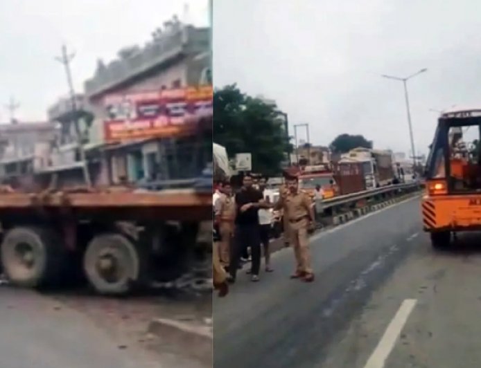 गाजियाबाद से दादरी जा रहा ट्रक नाले में गिरा, शरीर में सरिया घुसने से चालक की दर्दनाक मौत